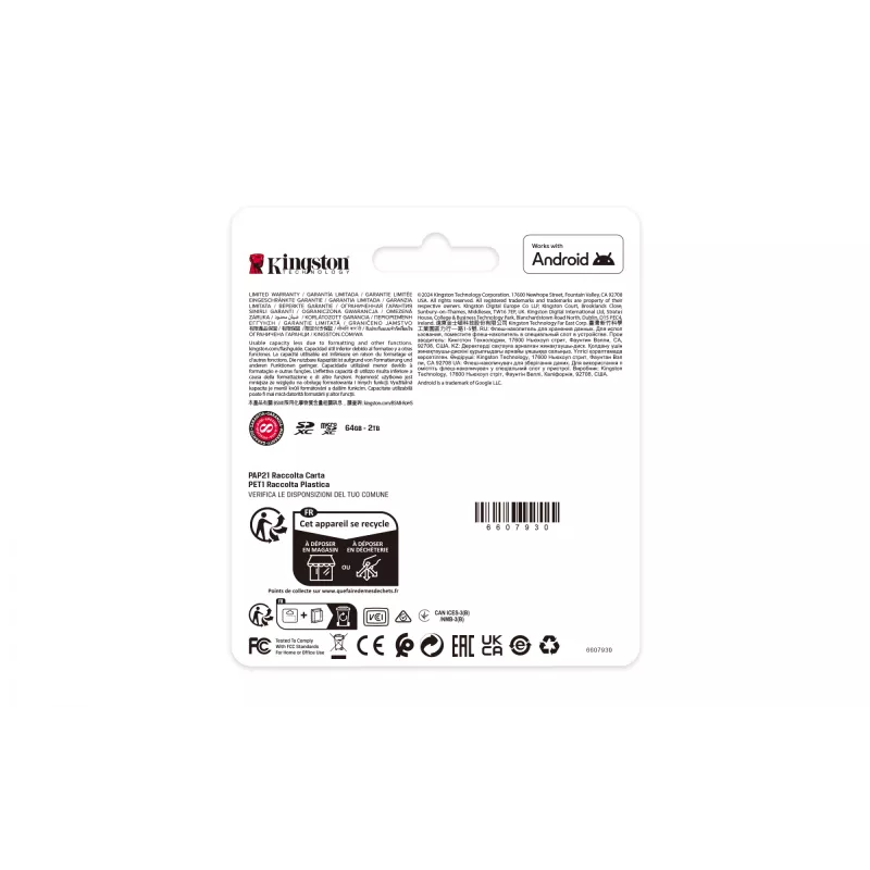 Kingston Technology 512GB micSDXC Canvas Select Plus Gen3 150R A1 pack individual sin ADP