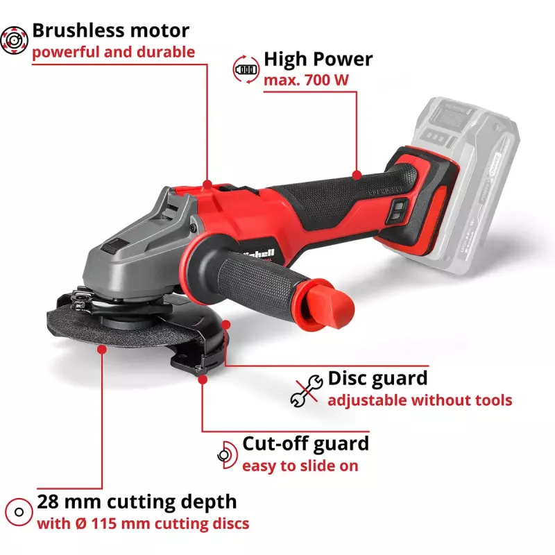 Amoladora angular a batería EINHELL AXXIO 18/115 — 18 V, disco de 115 mm, carcasa (sin batería/cargador)