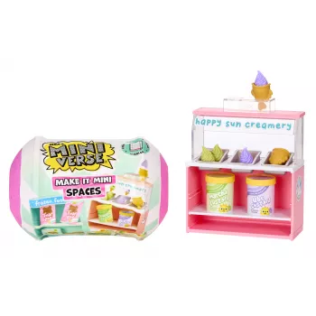 Miniverse Spaces pack de muebles en PDQ, café, 8 años, multicolor, plástico