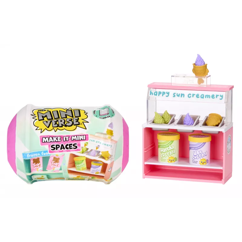 Miniverse Spaces pack de muebles en PDQ, café, 8 años, multicolor, plástico