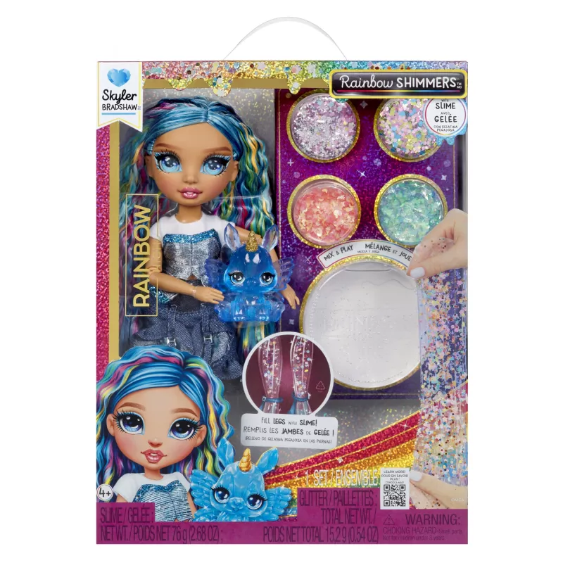 Rainbow High Rainbow Shimmers con slime muñeca de moda - Skyler (azul)