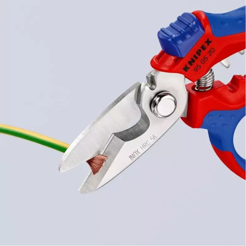 Alicate Knipex 95 05 20 SB acero inoxidable mango de plástico azul rojo