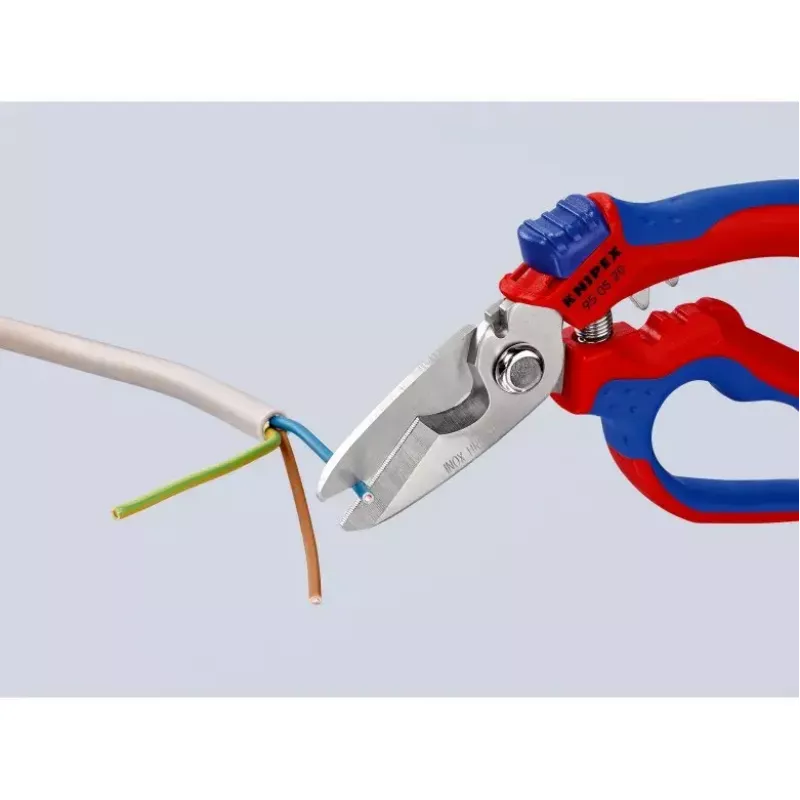 Alicate Knipex 95 05 20 SB acero inoxidable mango de plástico azul rojo