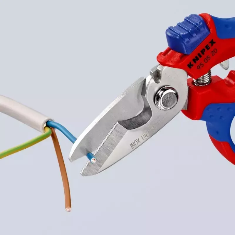 Alicate Knipex 95 05 20 SB acero inoxidable mango de plástico azul rojo