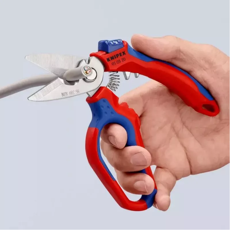 Alicate Knipex 95 05 20 SB acero inoxidable mango de plástico azul rojo