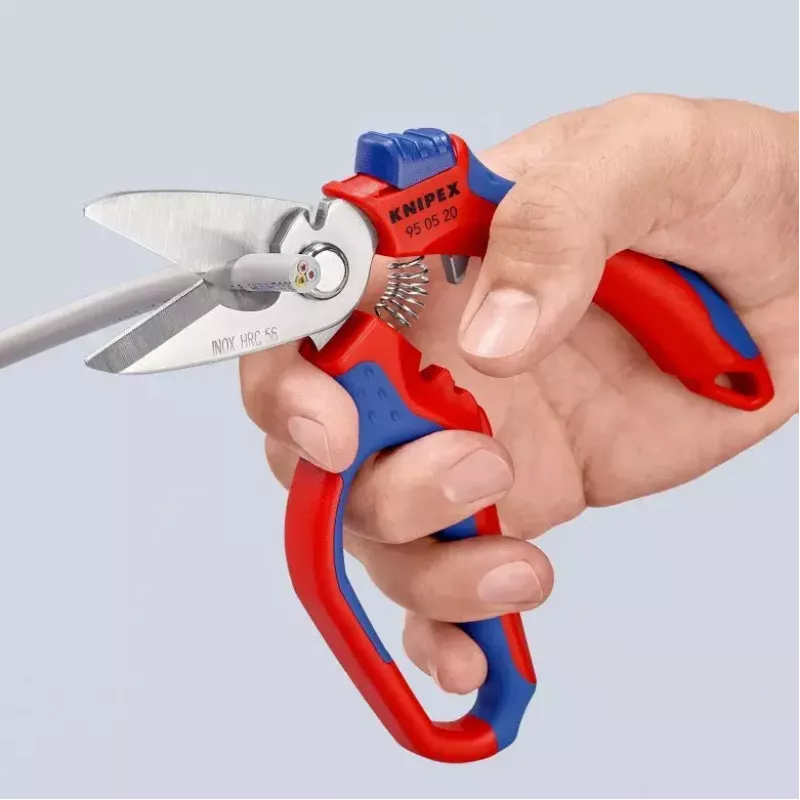 Alicate Knipex 95 05 20 SB acero inoxidable mango de plástico azul rojo