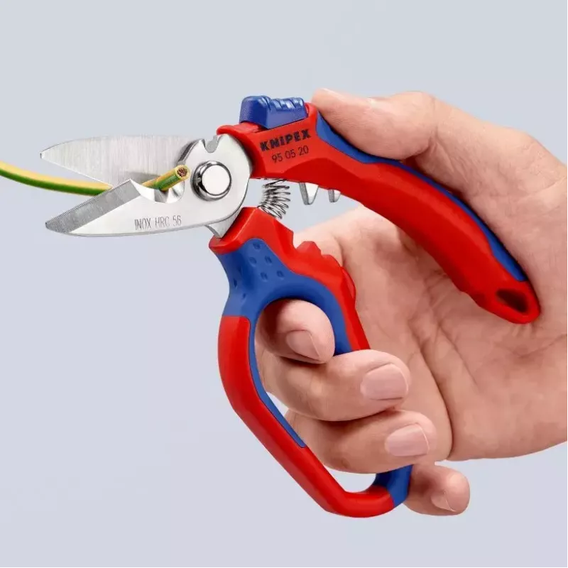 Alicate Knipex 95 05 20 SB acero inoxidable mango de plástico azul rojo