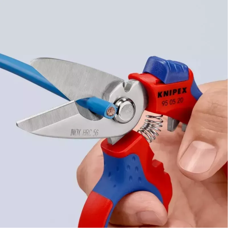 Alicate Knipex 95 05 20 SB acero inoxidable mango de plástico azul rojo
