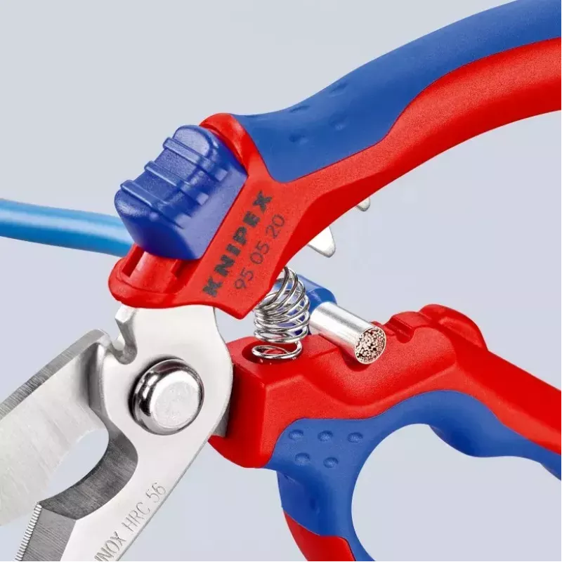Alicate Knipex 95 05 20 SB acero inoxidable mango de plástico azul rojo