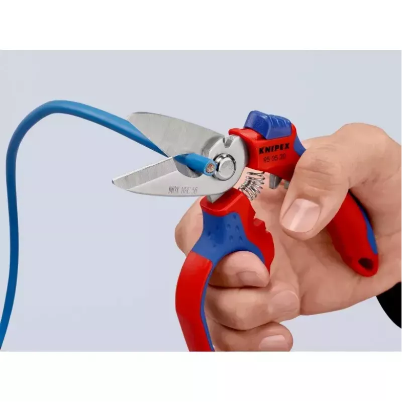 Alicate Knipex 95 05 20 SB acero inoxidable mango de plástico azul rojo
