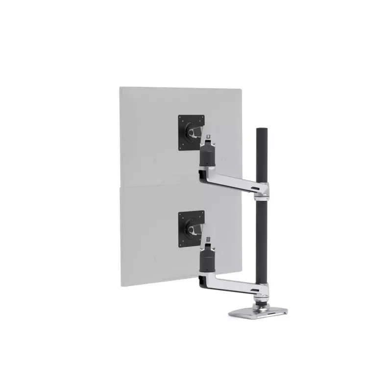 Ergotron Serie LX brazo de apilamiento doble, columna alta 101,6 cm, aluminio, abrazadera, 20 kg