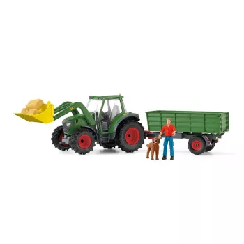 Tractor con remolque Schleich FARM WORLD 42608 negro verde rojo amarillo