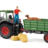Tractor con remolque Schleich FARM WORLD 42608 negro verde rojo amarillo