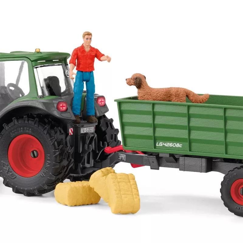 Tractor con remolque Schleich FARM WORLD 42608 negro verde rojo amarillo