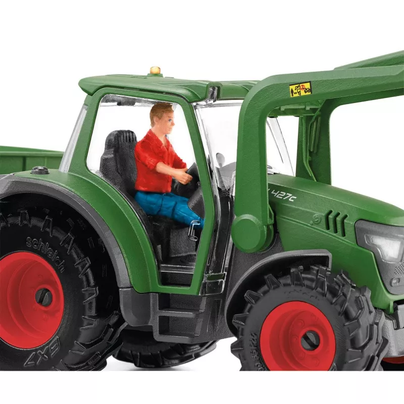 Tractor con remolque Schleich FARM WORLD 42608 negro verde rojo amarillo