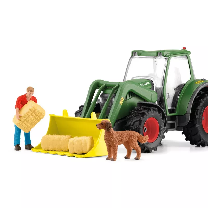 Tractor con remolque Schleich FARM WORLD 42608 negro verde rojo amarillo
