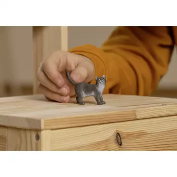 Figura Schleich gato británico de pelo corto modelo 13973, marrón-gris, para niños a partir de 3 años