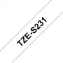 Cinta de etiquetar Brother TZe-S231 12mm negro sobre blanco