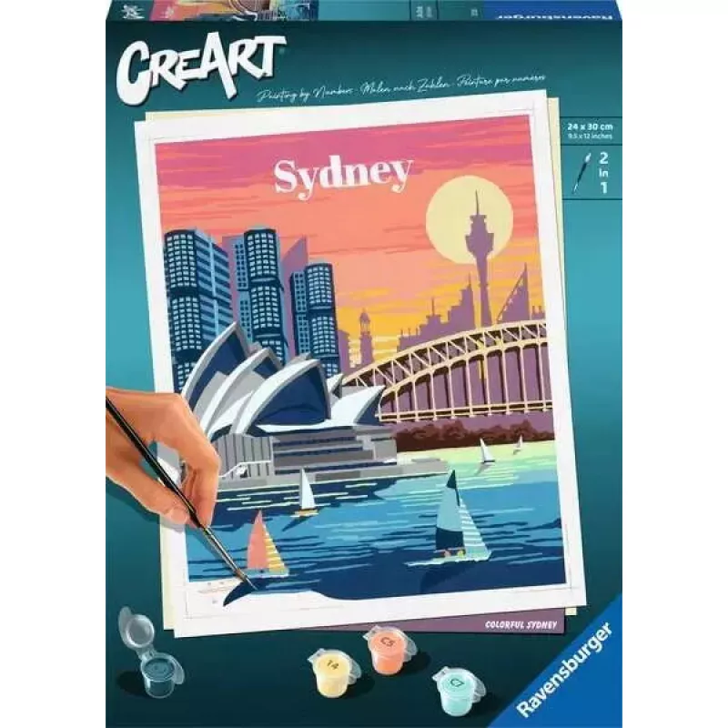 Kit de pintura por números Ravensburger CreArt Colorful Sydney — set para pintar (modelo 23526)