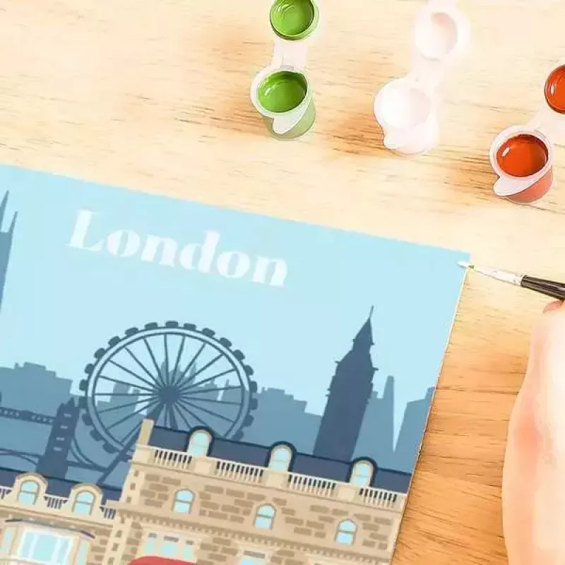Set de pintura Ravensburger CreArt — Colorful London (modelo 23525) para pintar sobre lienzo con guía numerada