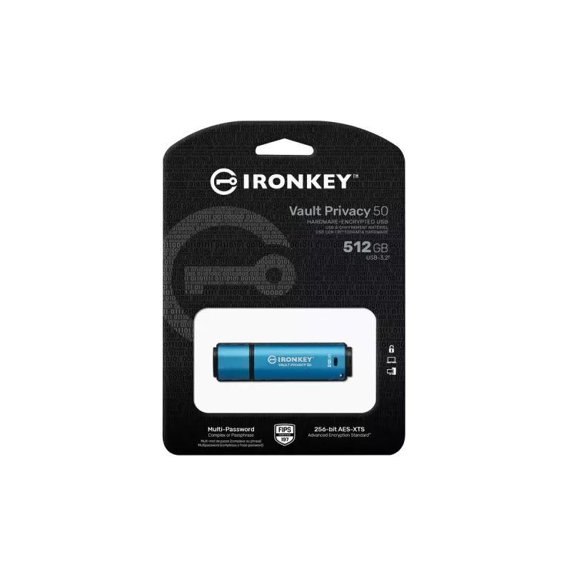 Memoria flash USB Kingston Technology 512 GB IronKey Vault Privacy 50 AES-256