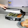 Parrilla de contacto CECOTEC Rock'nGrill 2000 — 2000 W, rectangular, negra/acero inoxidable, termostato ajustable, 340×330×130 mm