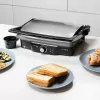 Parrilla de contacto CECOTEC Rock'nGrill 2000 — 2000 W, rectangular, negra/acero inoxidable, termostato ajustable, 340×330×130 mm