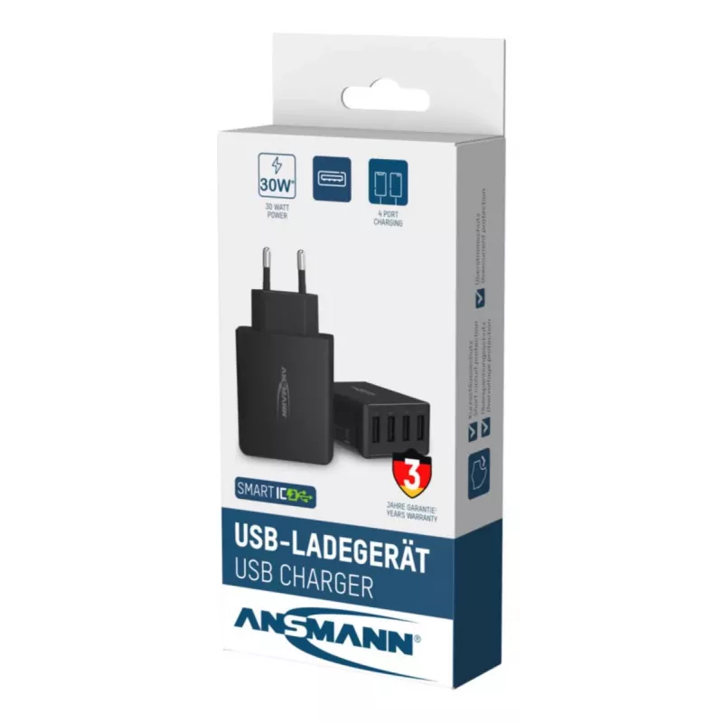 Cargador USB de pared ANSMANN 4 puertos