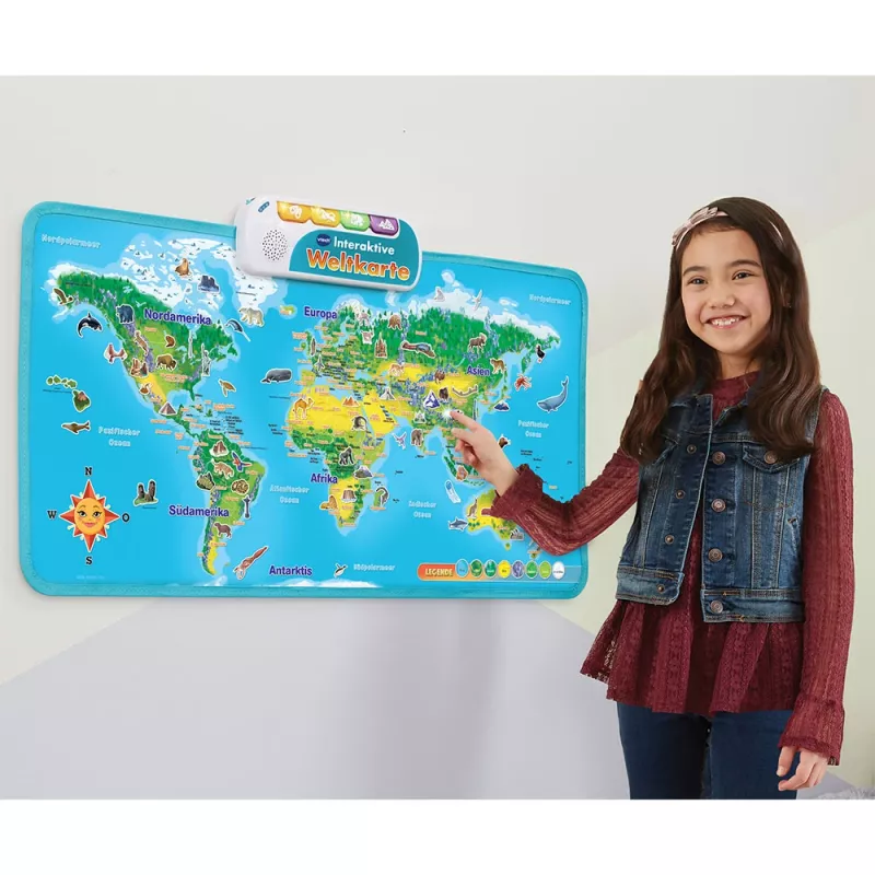 Mapa del mundo interactivo VTech, 6 años, con sonido, pilas necesarias, AA, multicolor