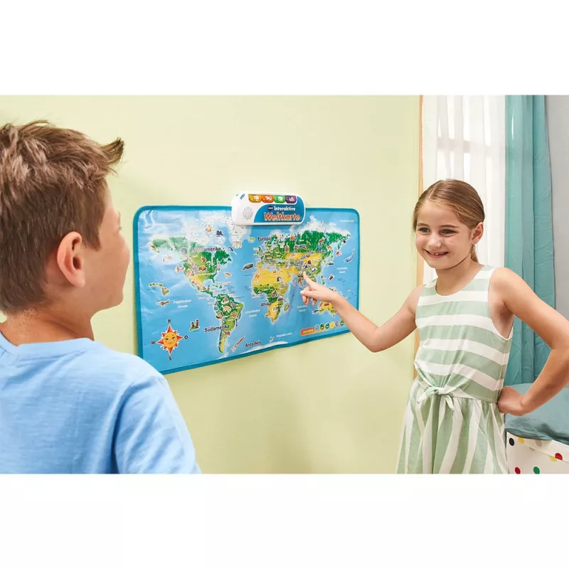 Mapa del mundo interactivo VTech, 6 años, con sonido, pilas necesarias, AA, multicolor