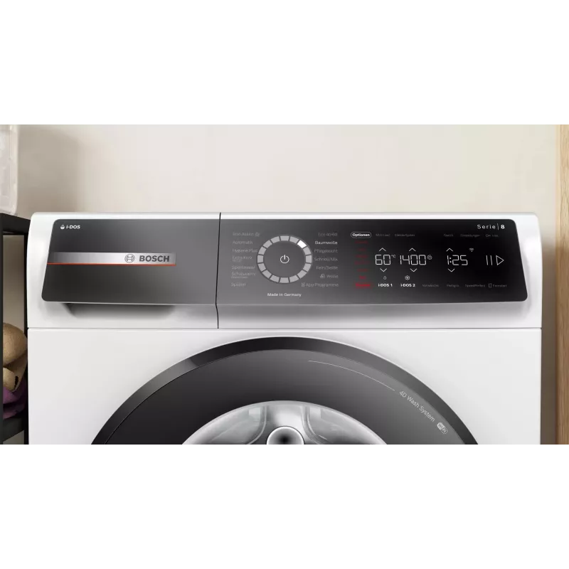 Bosch Serie 8 WGB244A40 lavadora de carga frontal, 9 kg, 1400 rpm, i-Dos, blanco/negro