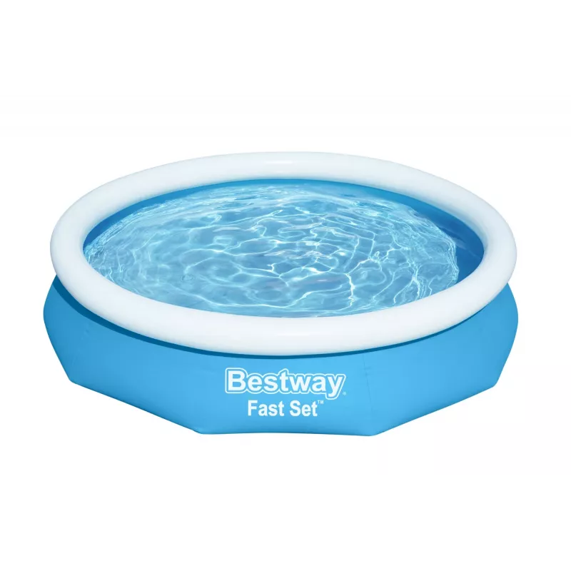 Bestway Fast Set piscina redonda inflable set 3,05 m x 66 cm, 3200 L, piscina inflable, niños y adultos, azul, blanco, 9,26 kg