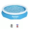 Bestway Fast Set piscina redonda inflable set 3,05 m x 66 cm, 3200 L, piscina inflable, niños y adultos, azul, blanco, 9,26 kg