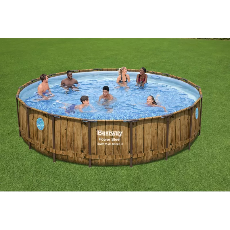 Bestway 56977 Piscina desmontable con estructura de acero redonda 23062 L marrón