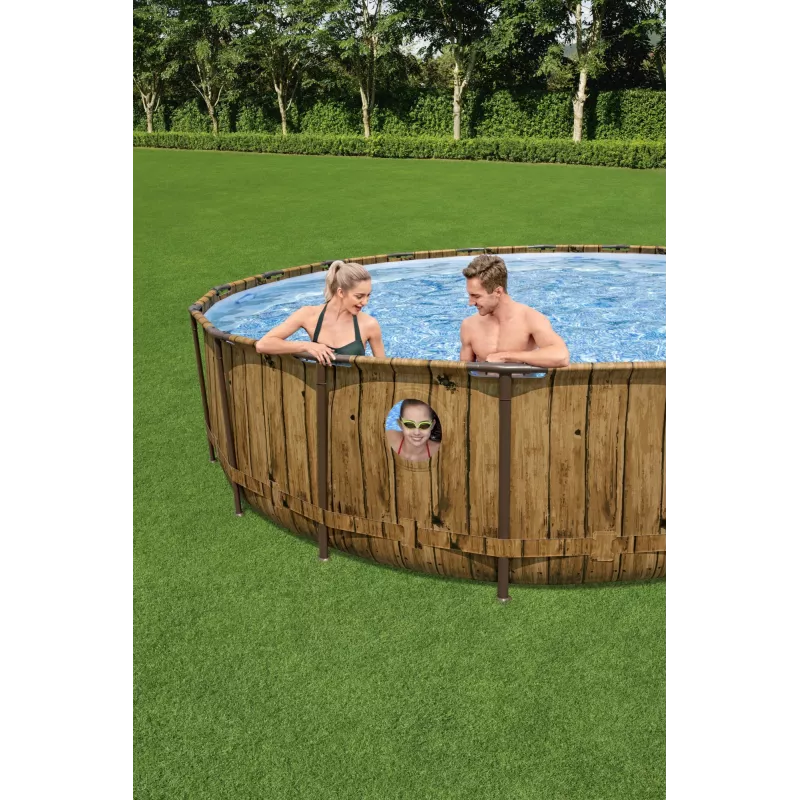Bestway 56977 Piscina desmontable con estructura de acero redonda 23062 L marrón