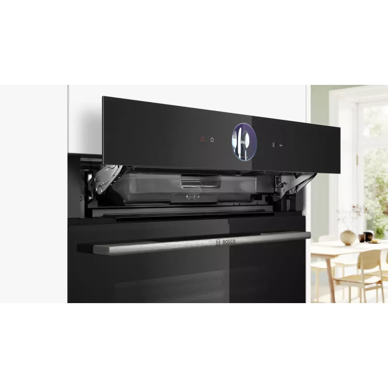 Bosch Serie 8 HRG7764B1 horno encastrable, 60 cm, 71 l, A+, vapor, AirFry, pirólisis, Home Connect, negro