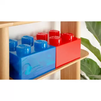 Caja de almacenamiento Room Copenhagen LEGO Storage Brick 4 Top Lid Glitter — azul/transparente