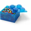 Caja de almacenamiento Room Copenhagen LEGO Storage Brick 4 Top Lid Glitter — azul/transparente