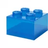 Caja de almacenamiento Room Copenhagen LEGO Storage Brick 4 Top Lid Glitter — azul/transparente