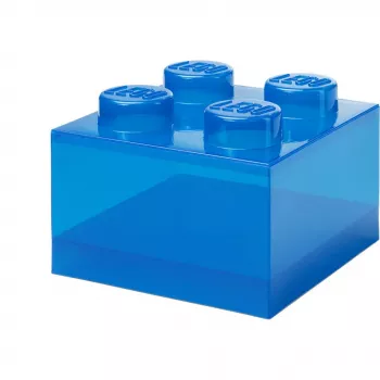 Caja de almacenamiento Room Copenhagen LEGO Storage Brick 4 Top Lid Glitter — azul/transparente
