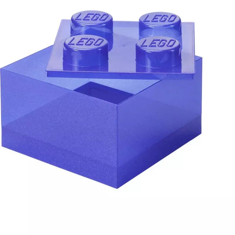 Caja de almacenamiento Room Copenhagen LEGO Storage Brick 4 Top Lid Glitter — lila/transparente