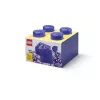 Caja de almacenamiento Room Copenhagen LEGO Storage Brick 4 Top Lid Glitter — lila/transparente