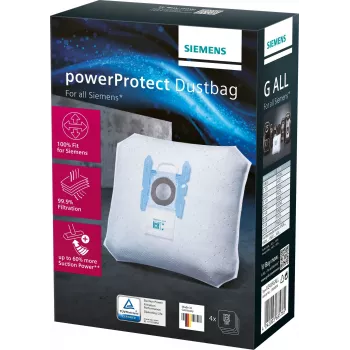 Bolsa de aspirador Siemens VZ41FGALL pack de 4, bolsas, aspirador de suelo, blanco, caja, 4 uds.