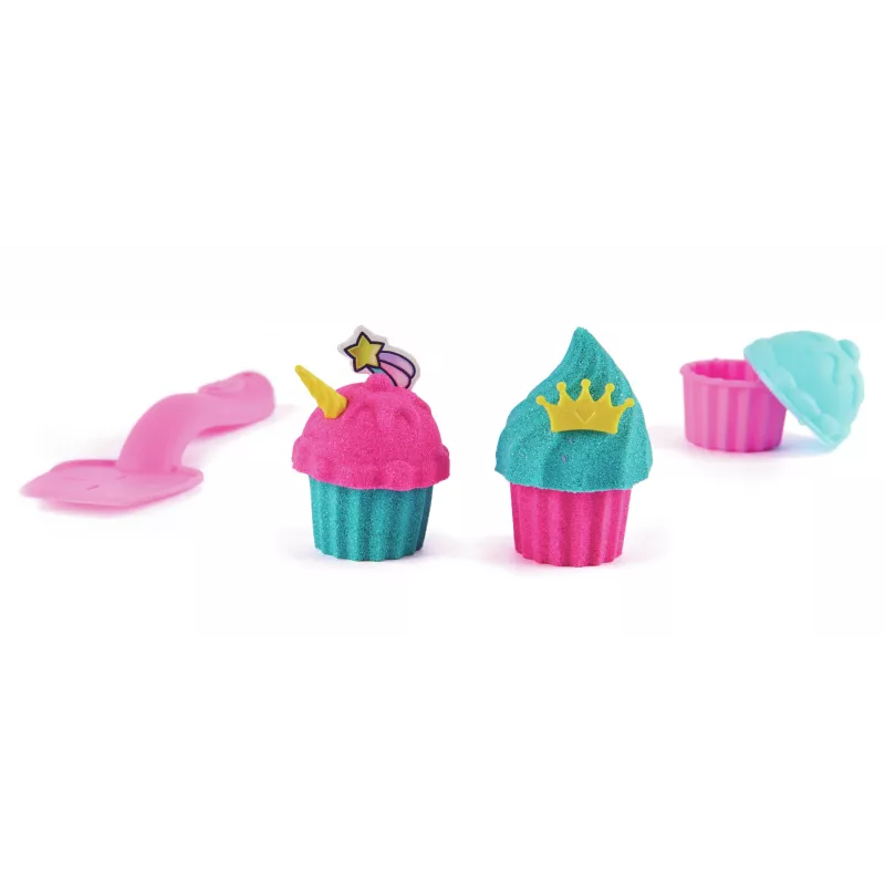 Kinetic Sand Shimmer, set de juego de pastelería unicornio, 16 oz (turquesa brillante y rosa neón), 8 herramientas de unicornio, juguete sensorial para niños a partir de 3 años