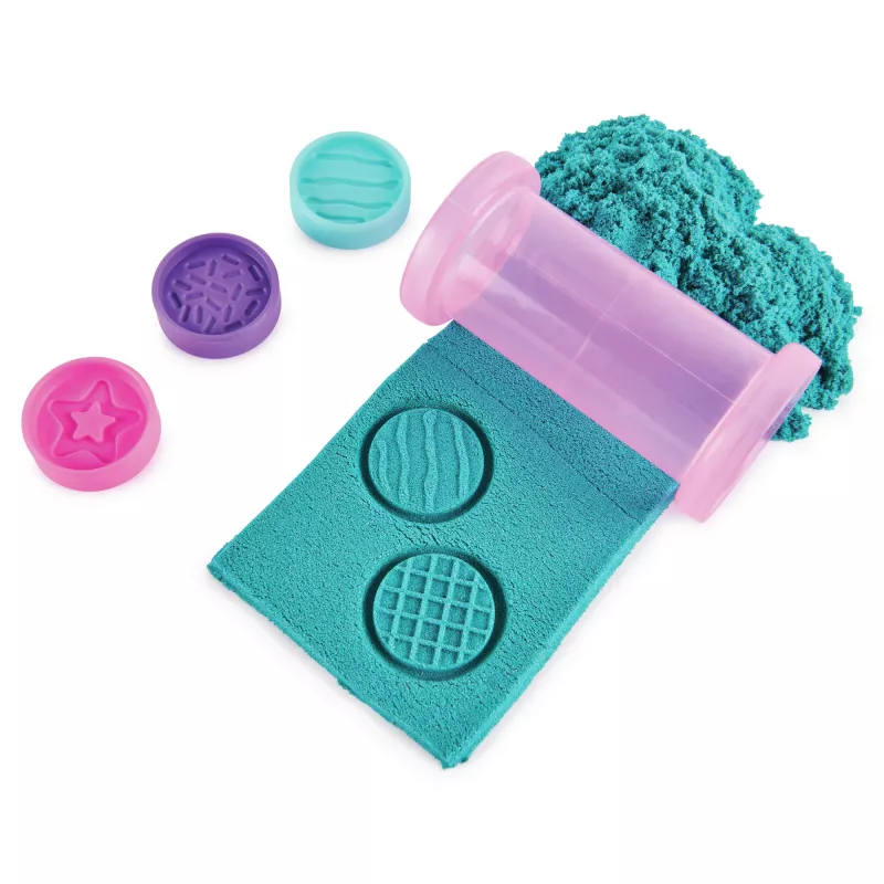 Kinetic Sand Shimmer, set de juego de pastelería unicornio, 16 oz (turquesa brillante y rosa neón), 8 herramientas de unicornio, juguete sensorial para niños a partir de 3 años