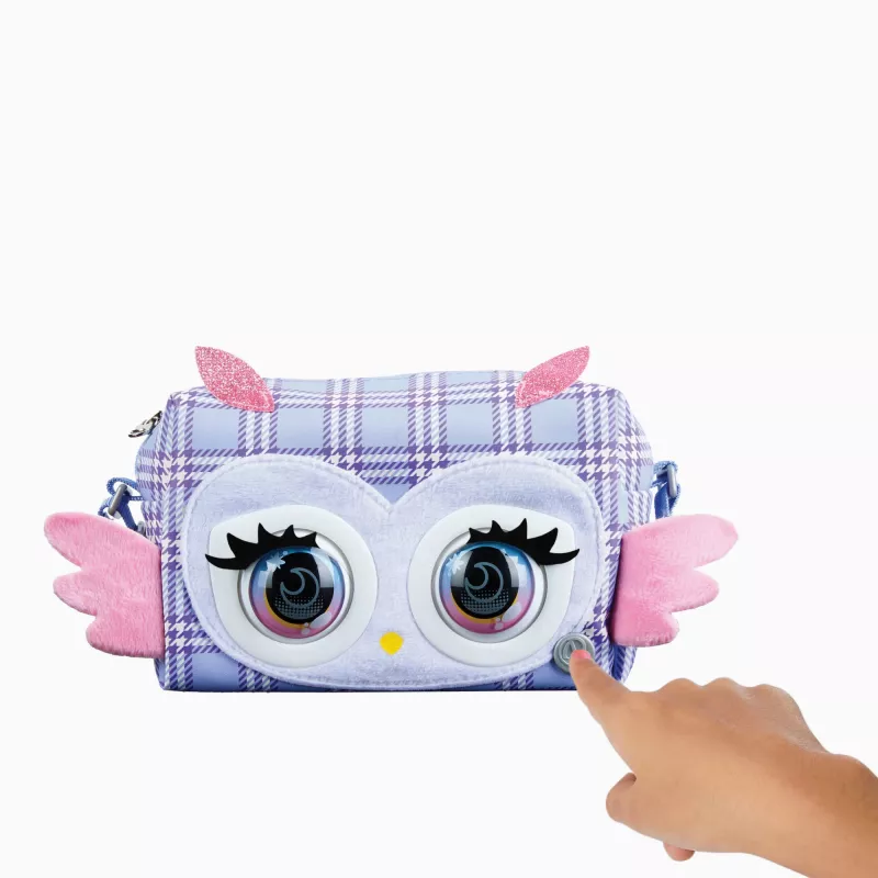 Purse Pets, Print Perfect Hoot Couture Owl, juguete interactivo y bolso con más de 30 sonidos y reacciones, juguete para niñas a partir de 5 años