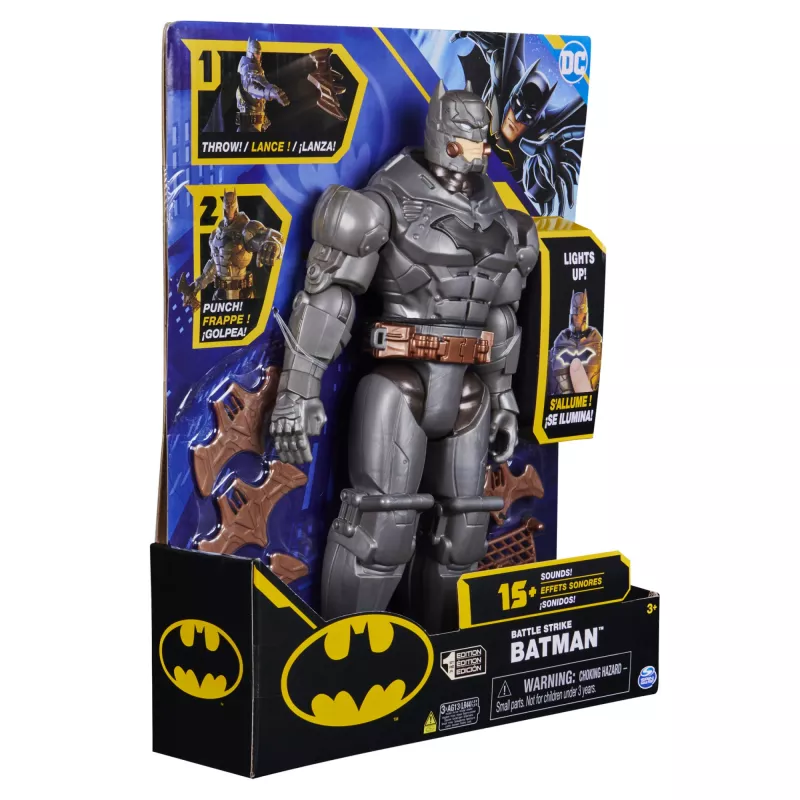 Spin Master Batman 30 cm Deluxe figura de acción con función de golpe y lanzamiento, 5 accesorios, efectos de luz y sonido, a partir de 4 años