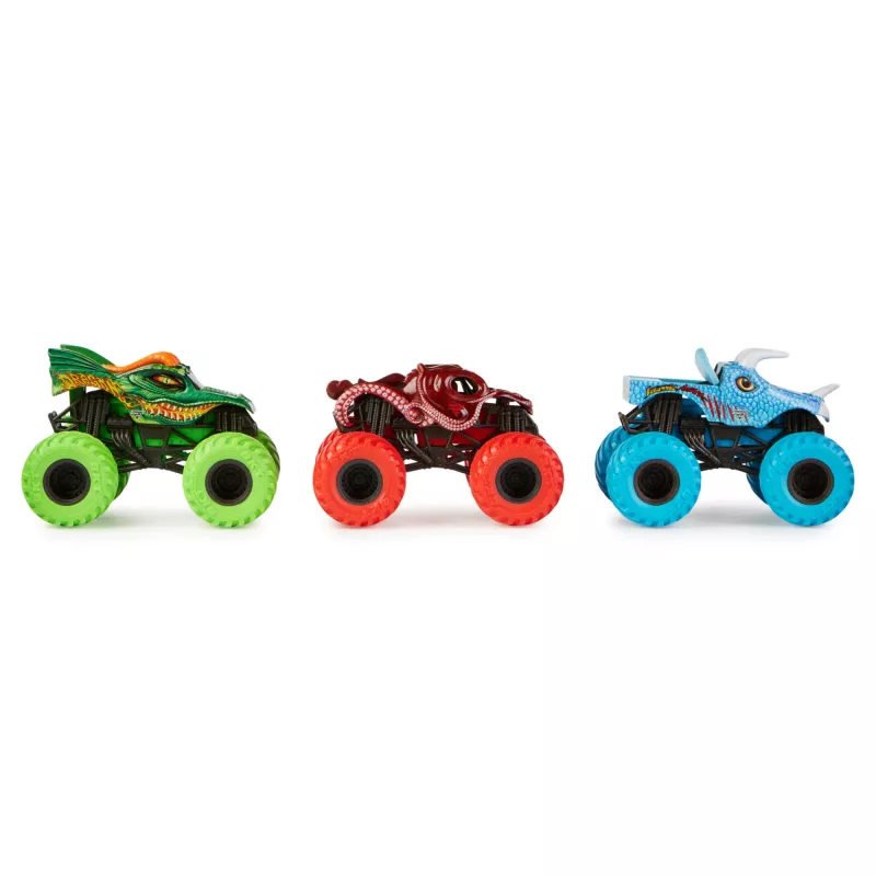Monster Jam, set Charged Beasts, oficial, Dragon, Octon8er, Jurassic Attack, monster trucks de fundición a escala 1:64, juguete para niños y niñas a partir de 3 años
