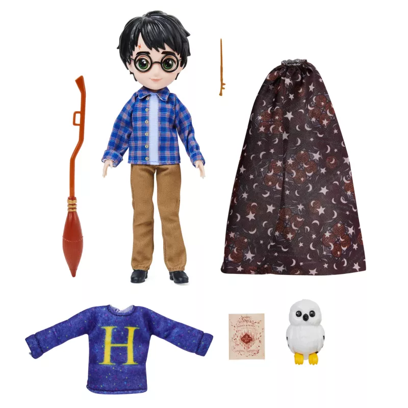 Wizarding World Harry Potter, set de regalo de muñecos Harry Potter de 8 inch con capa de invisibilidad y 5 accesorios, juguete infantil a partir de 6 años