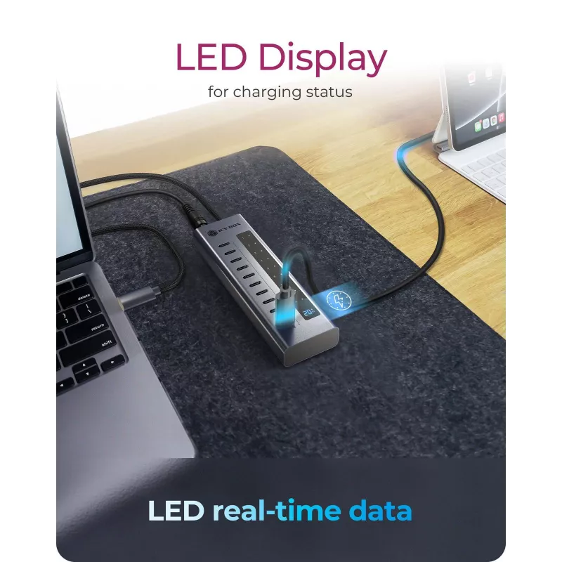 Hub USB icybox IB-HUB1450-C31 — 10 puertos, USB 3.2
